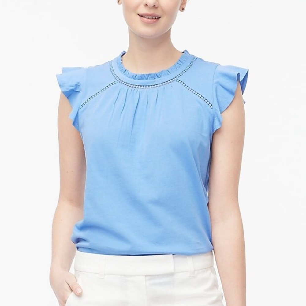 J. Crew Women's blue ruffle shirt